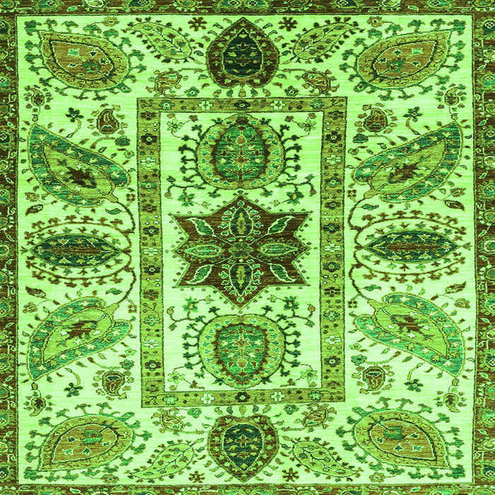 Square Machine Washable Oriental Green Modern Area Rugs, wshabs3379grn