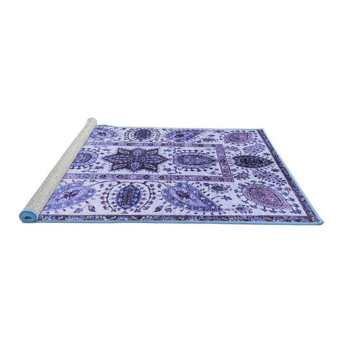 Sideview of Machine Washable Oriental Blue Modern Rug, wshabs3379blu