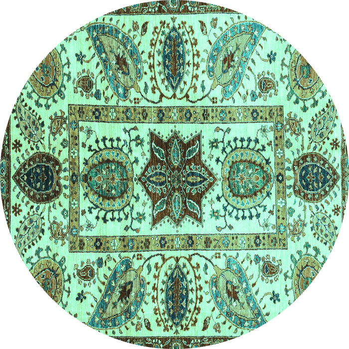 Round Oriental Turquoise Modern Rug, abs3379turq