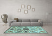 Machine Washable Oriental Light Blue Modern Rug in a Living Room, wshabs3379lblu