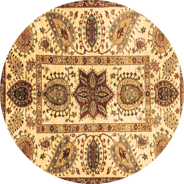 Round Oriental Brown Modern Rug, abs3379brn