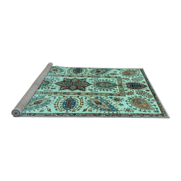 Sideview of Machine Washable Oriental Light Blue Modern Rug, wshabs3379lblu