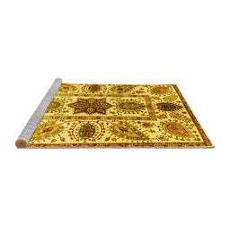 Sideview of Machine Washable Oriental Yellow Modern Rug, wshabs3379yw