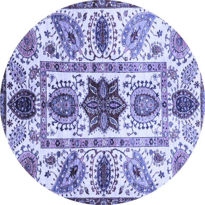 Round Machine Washable Oriental Blue Modern Rug, wshabs3379blu