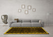 Machine Washable Checkered Yellow Modern Rug in a Living Room, wshabs337yw