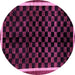 Round Checkered Pink Modern Rug, abs337pnk