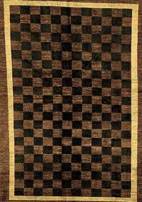 Checkered Brown Modern Rug, abs337brn