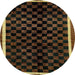 Round Abstract Hazel Green Checkered Rug, abs337