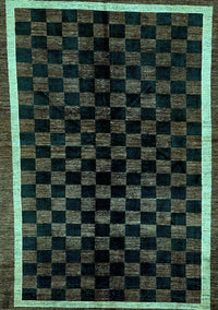 Checkered Light Blue Modern Rug, abs337lblu