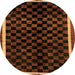 Round Machine Washable Checkered Orange Modern Area Rugs, wshabs337org