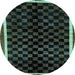 Round Checkered Light Blue Modern Rug, abs337lblu