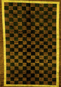 Checkered Yellow Modern Rug, abs337yw