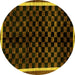 Round Checkered Yellow Modern Rug, abs337yw