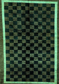 Checkered Turquoise Modern Rug, abs337turq