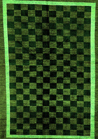 Checkered Green Modern Rug, abs337grn