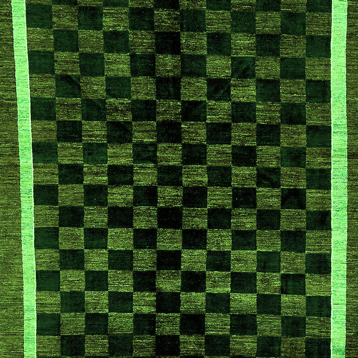 Checkered Green Modern Rug, abs337grn