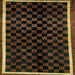 Square Abstract Hazel Green Checkered Rug, abs337