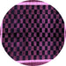 Round Checkered Purple Modern Rug, abs337pur