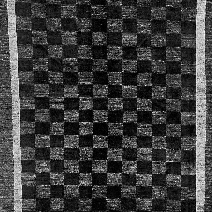 Machine Washable Checkered Gray Modern Rug, wshabs337gry