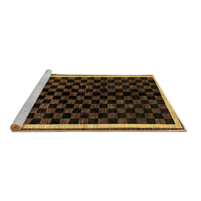 Sideview of Machine Washable Checkered Brown Modern Rug, wshabs337brn