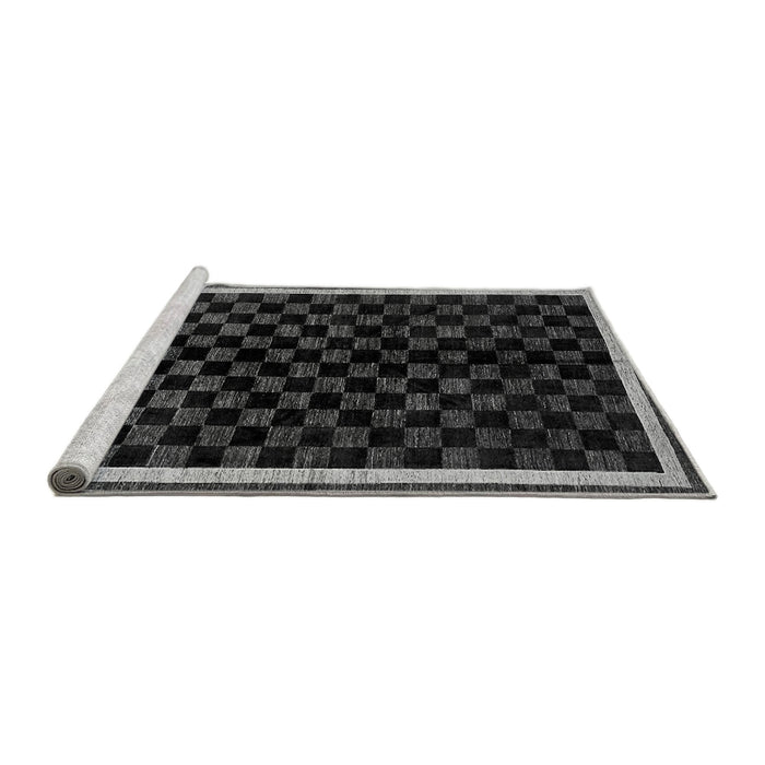 Sideview of Machine Washable Checkered Gray Modern Rug, wshabs337gry
