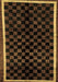 Machine Washable Checkered Brown Modern Rug, wshabs337brn