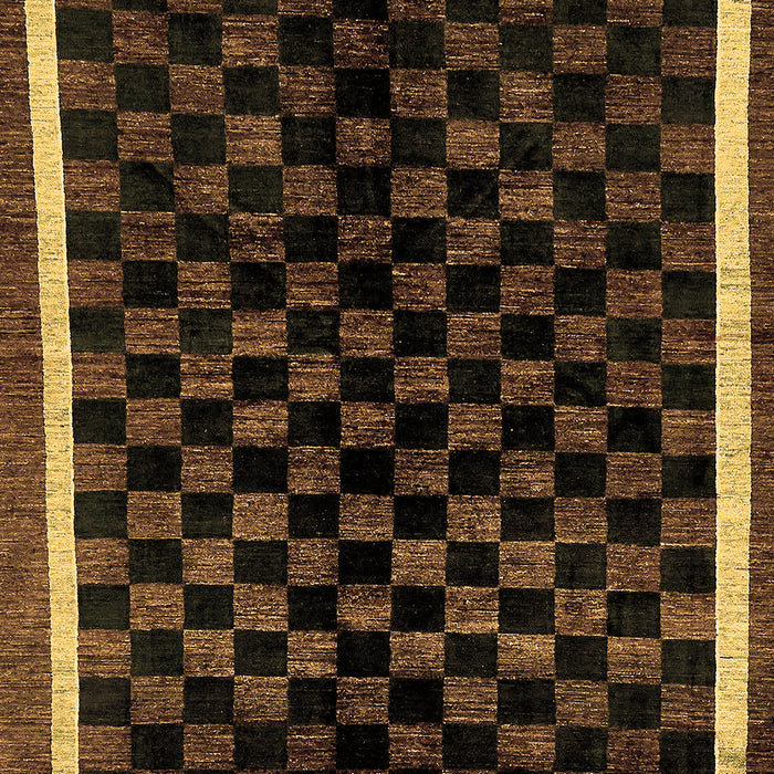 Machine Washable Checkered Brown Modern Rug, wshabs337brn