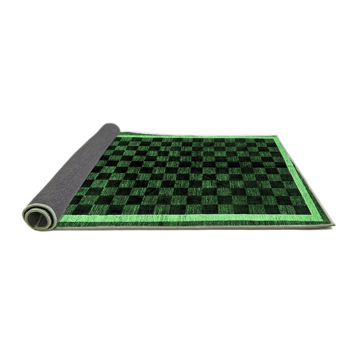 Sideview of Checkered Emerald Green Modern Rug, abs337emgrn