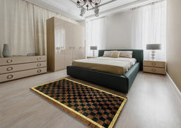 Abstract Hazel Green Checkered Rug in a Bedroom, abs337