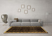 Machine Washable Checkered Brown Modern Rug in a Living Room,, wshabs337brn