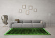 Machine Washable Checkered Green Modern Area Rugs in a Living Room,, wshabs337grn