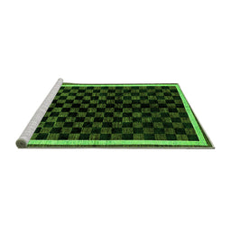 Sideview of Machine Washable Checkered Green Modern Area Rugs, wshabs337grn