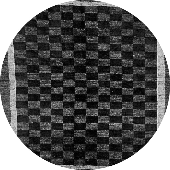 Round Checkered Gray Modern Rug, abs337gry