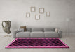 Machine Washable Checkered Pink Modern Rug in a Living Room, wshabs337pnk