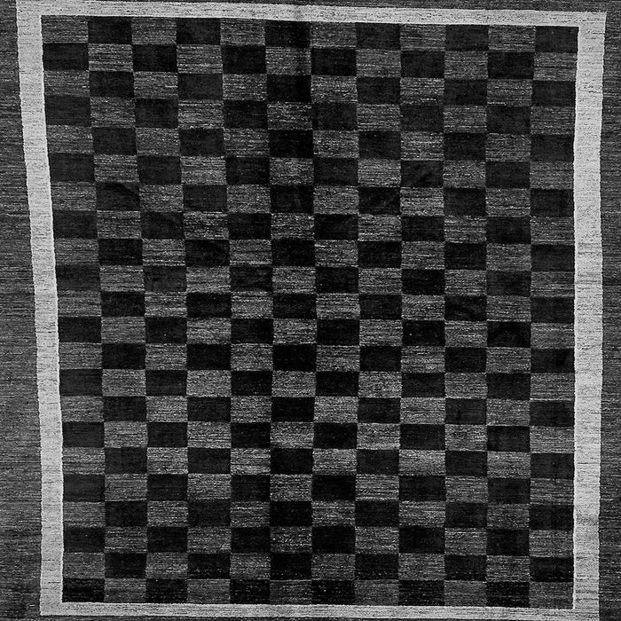 Square Machine Washable Checkered Gray Modern Rug, wshabs337gry