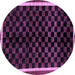 Round Machine Washable Checkered Purple Modern Area Rugs, wshabs337pur