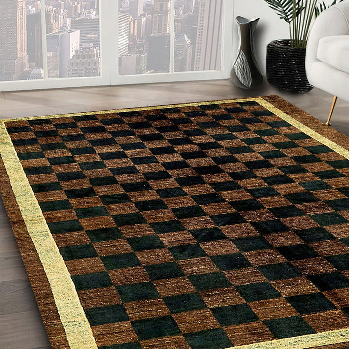 Machine Washable Abstract Hazel Green Rug in a Family Room, wshabs337