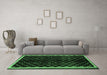 Machine Washable Checkered Emerald Green Modern Area Rugs in a Living Room,, wshabs337emgrn