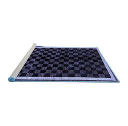 Sideview of Machine Washable Checkered Blue Modern Rug, wshabs337blu
