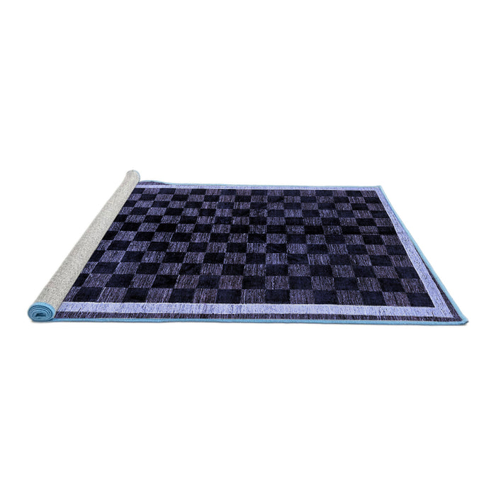 Sideview of Machine Washable Checkered Blue Modern Rug, wshabs337blu