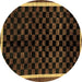 Round Checkered Brown Modern Rug, abs337brn