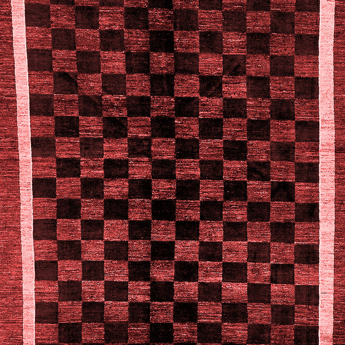 Machine Washable Checkered Red Modern Rug, wshabs337red