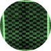 Round Machine Washable Checkered Emerald Green Modern Area Rugs, wshabs337emgrn
