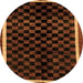 Round Checkered Orange Modern Rug, abs337org