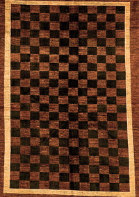 Checkered Orange Modern Rug, abs337org