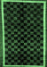 Machine Washable Checkered Emerald Green Modern Area Rugs, wshabs337emgrn
