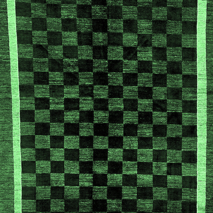 Machine Washable Checkered Emerald Green Modern Area Rugs, wshabs337emgrn
