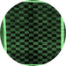 Round Checkered Emerald Green Modern Rug, abs337emgrn