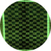 Round Machine Washable Checkered Green Modern Area Rugs, wshabs337grn