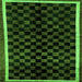 Square Machine Washable Checkered Green Modern Area Rugs, wshabs337grn